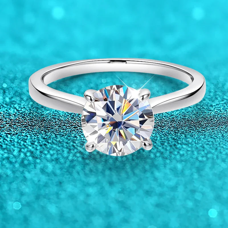 4 Prongs Moissanite Dianond Ring | D-Color Stone | Silver 925