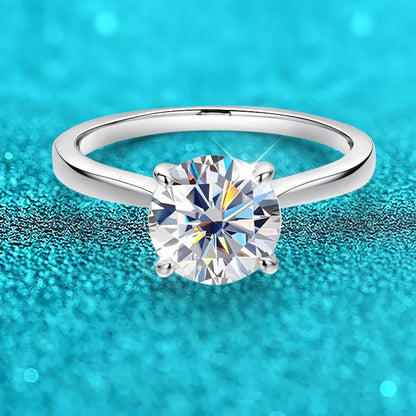 4 Prongs Moissanite Dianond Ring | D-Color Stone | Silver 925