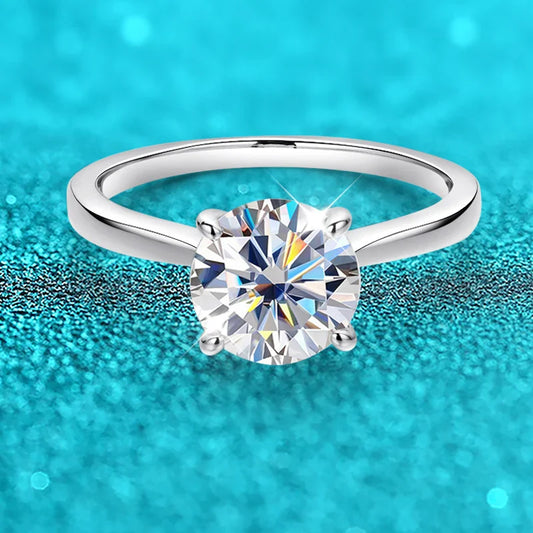 4 Prongs Moissanite Dianond Ring | D-Color Stone | Silver 925