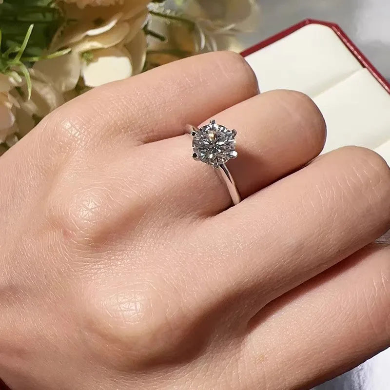 6 Prongs Moissanite Diamond Ring  | 925 Silver | D-Color Sparkle