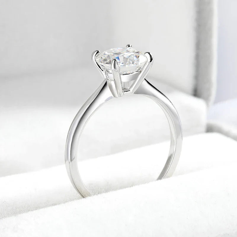 4 Prongs Moissanite Dianond Ring | D-Color Stone | Silver 925