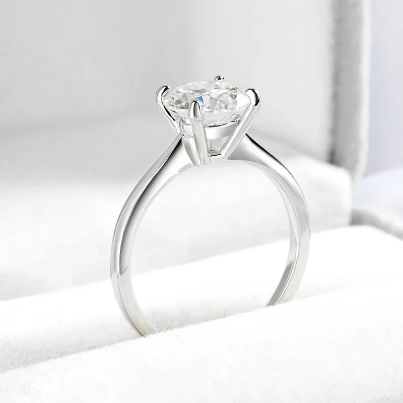 4 Prongs Moissanite Dianond Ring | D-Color Stone | Silver 925