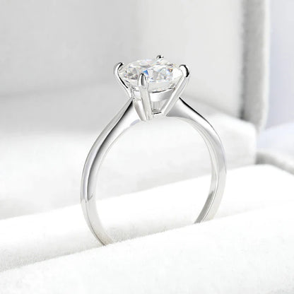 4 Prongs Moissanite Dianond Ring | D-Color Stone | Silver 925