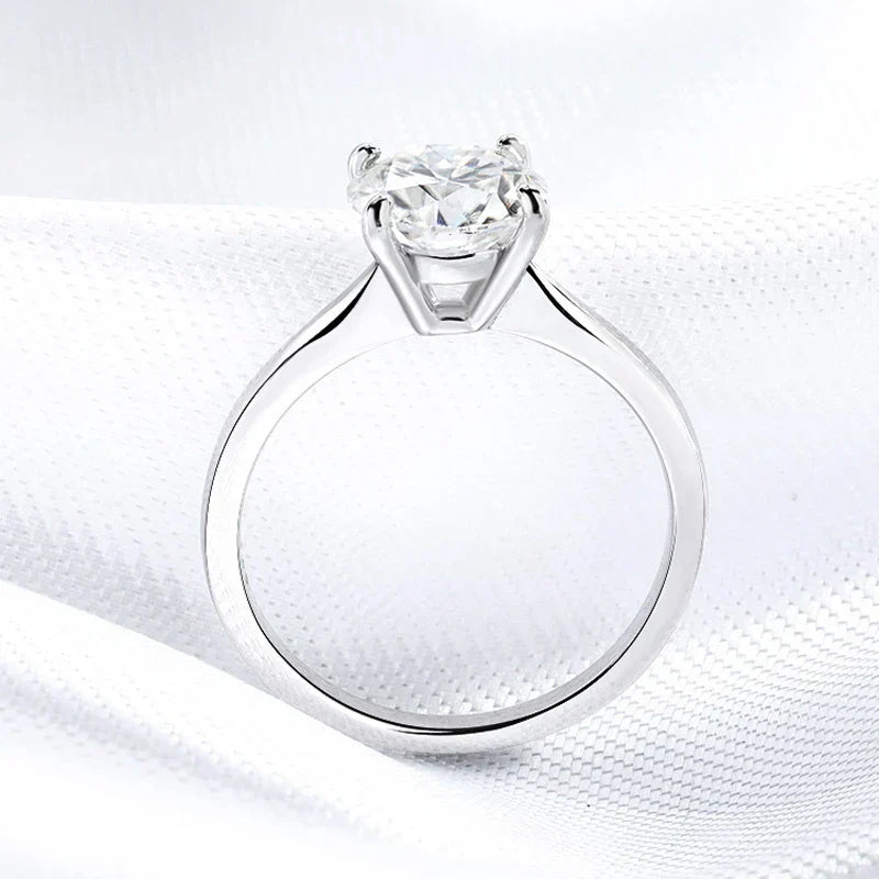 4 Prongs Moissanite Dianond Ring | D-Color Stone | Silver 925