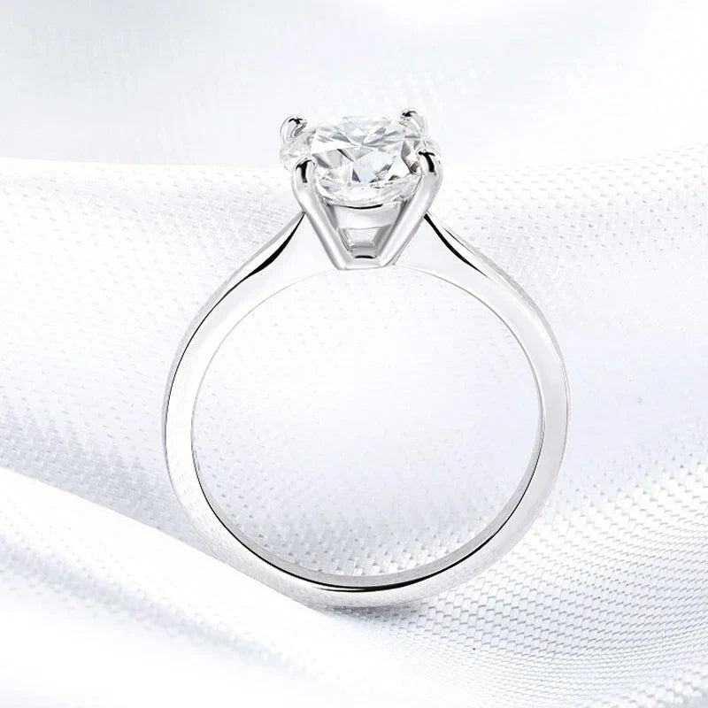 4 Prongs Moissanite Dianond Ring | D-Color Stone | Silver 925