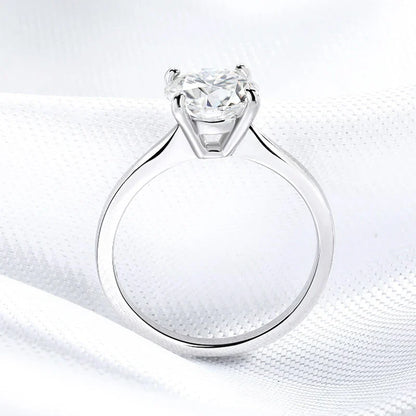 4 Prongs Moissanite Dianond Ring | D-Color Stone | Silver 925
