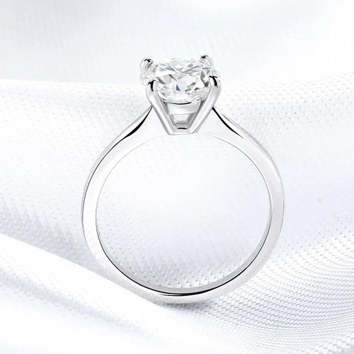 4 Prongs Moissanite Dianond Ring | D-Color Stone | Silver 925