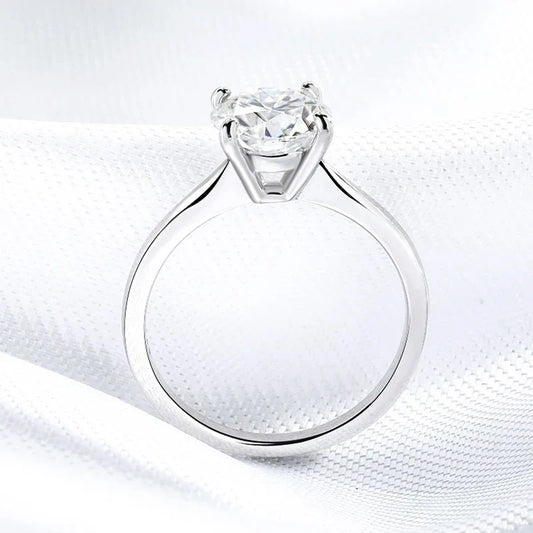 4 Prongs Moissanite Dianond Ring | D-Color Stone | Silver 925