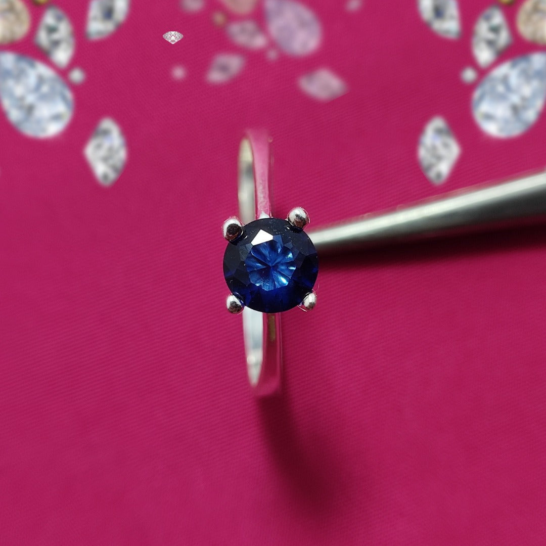 Blue Sapphire S925 Silver Ring | Italian Design