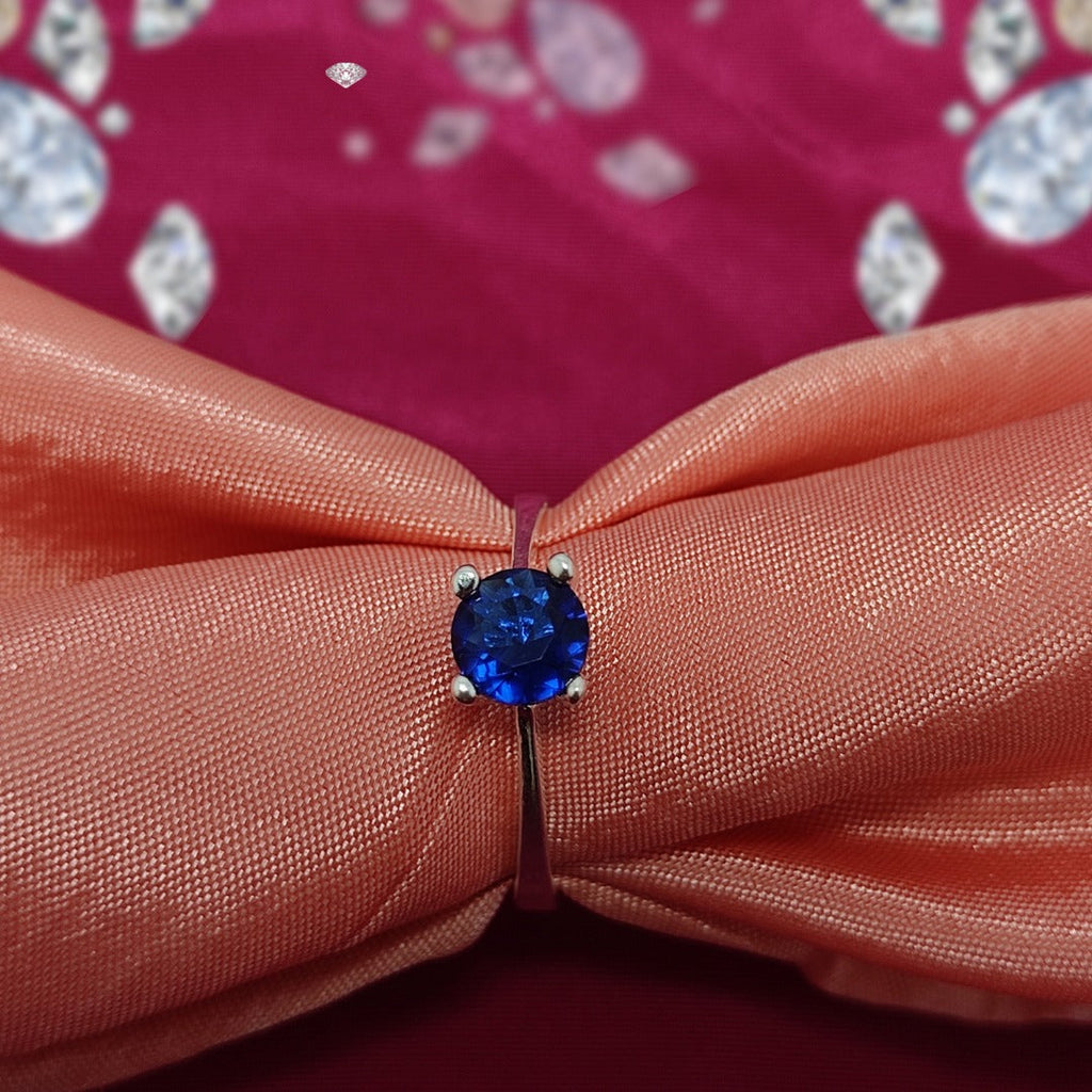 Blue Sapphire S925 Silver Ring | Italian Design