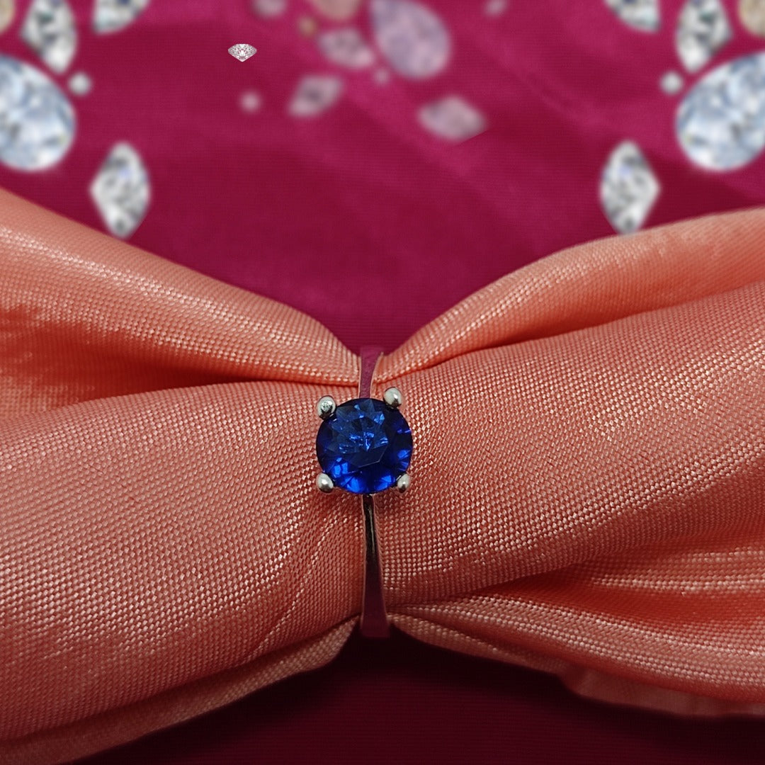 Blue Sapphire S925 Silver Ring | Italian Design