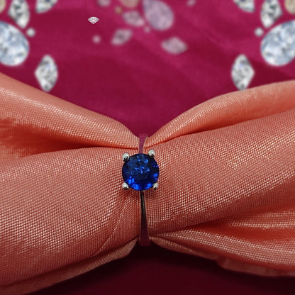 Blue Sapphire S925 Silver Ring | Italian Design