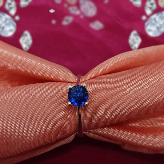 Blue Sapphire S925 Silver Ring | Italian Design