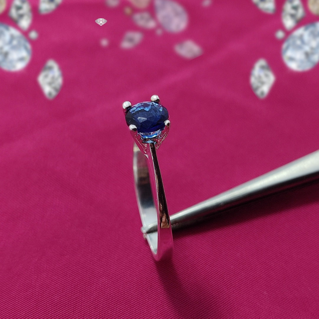 Blue Sapphire S925 Silver Ring | Italian Design