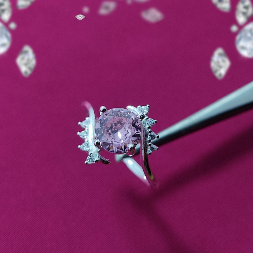 Pink Gemstone Ring | S925 Italian Silver | Elegant Stone Jewelry