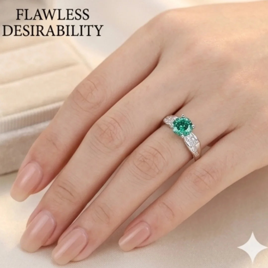 Green Moissanite Diamond Ring for Women – D-Color | Pure Silver 925 | Code: MDG-03