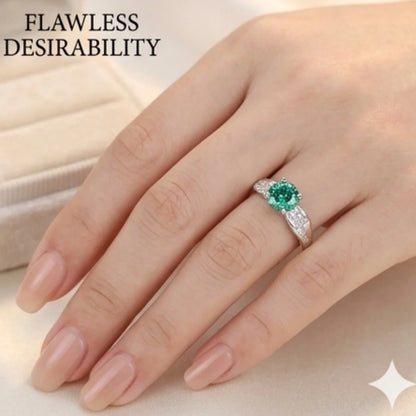Green Moissanite Diamond Ring for Women – D-Color | Pure Silver 925 | Code: MDG-03