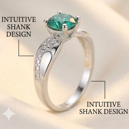 Green Moissanite Diamond Ring for Women – D-Color | Pure Silver 925 | Code: MDG-03