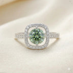 Green Moissanite Diamond Ring for Women – D-Color | Pure Silver 925 | Code: MDG-01