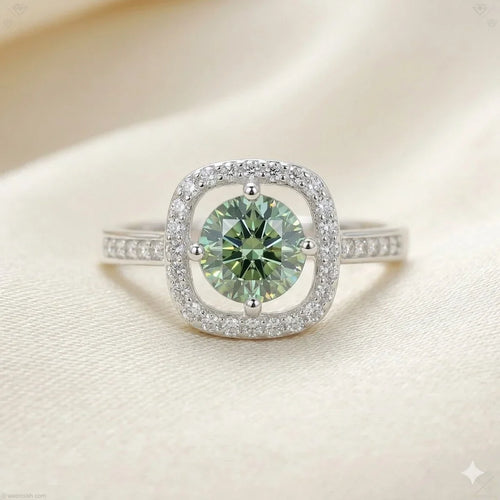 Green Moissanite Diamond Ring for Women – D-Color | Pure Silver 925 | Code: MDG-01