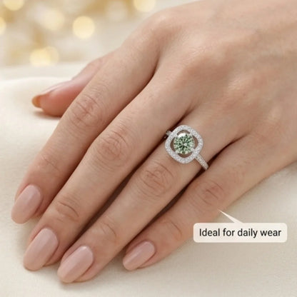 Green Moissanite Diamond Ring for Women – D-Color | Pure Silver 925 | Code: MDG-01