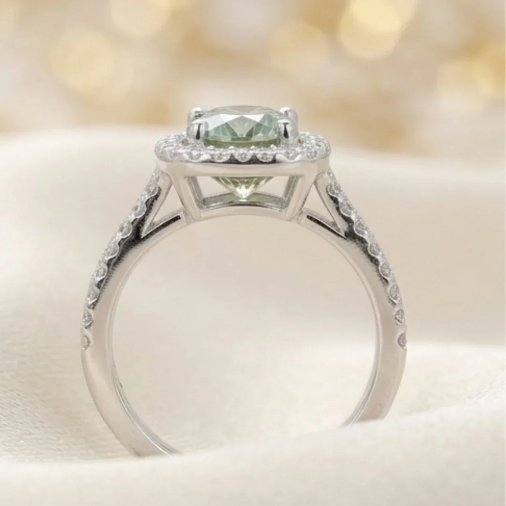 Green Moissanite Diamond Ring for Women – D-Color | Pure Silver 925 | Code: MDG-01