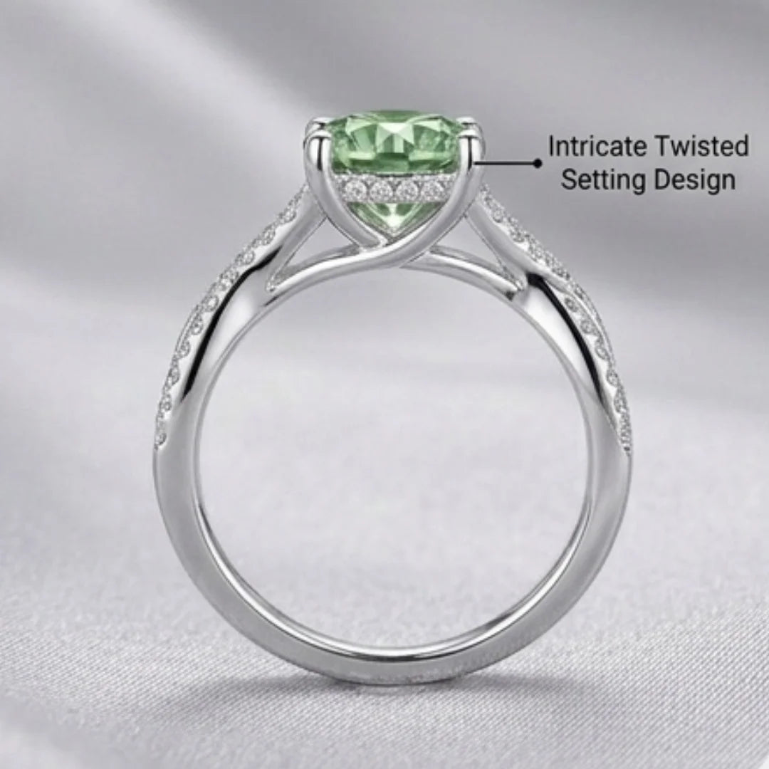 Green Moissanite Diamond Ring for Women – D-Color | Pure Silver 925 | Code: MDG-02