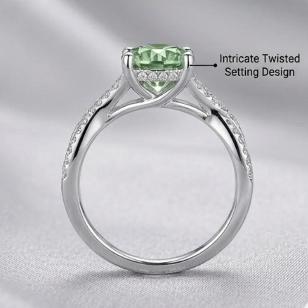 Green Moissanite Diamond Ring for Women – D-Color | Pure Silver 925 | Code: MDG-02