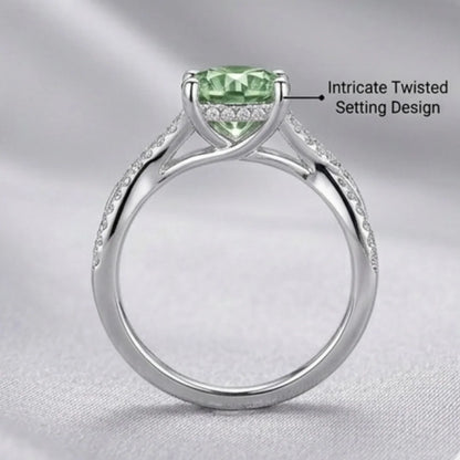 Green Moissanite Diamond Ring for Women – D-Color | Pure Silver 925 | Code: MDG-02
