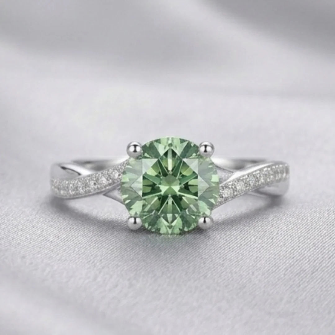 Green Moissanite Diamond Ring for Women – D-Color | Pure Silver 925 | Code: MDG-02