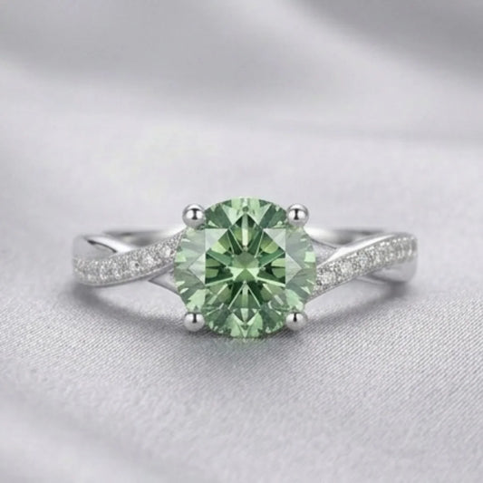 Green Moissanite Diamond Ring for Women – D-Color | Pure Silver 925 | Code: MDG-02