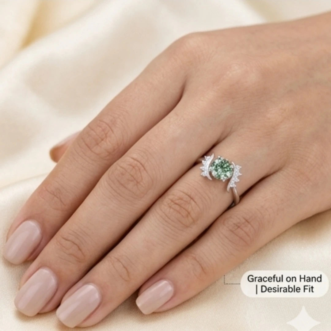 Green Moissanite Diamond Ring for Women – D-Color | Pure Silver 925 | Code: MDG-04