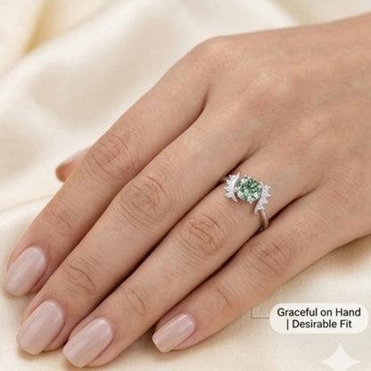 Green Moissanite Diamond Ring for Women – D-Color | Pure Silver 925 | Code: MDG-04