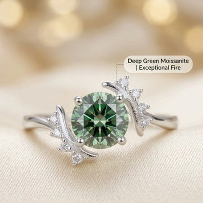 Green Moissanite Diamond Ring for Women – D-Color | Pure Silver 925 | Code: MDG-04