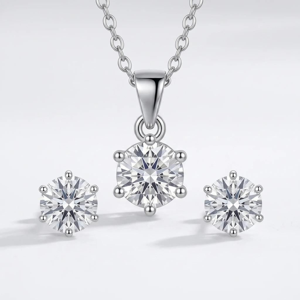 Moissanite Jewelry Set | Pendant + Earring | CODE: MS-13