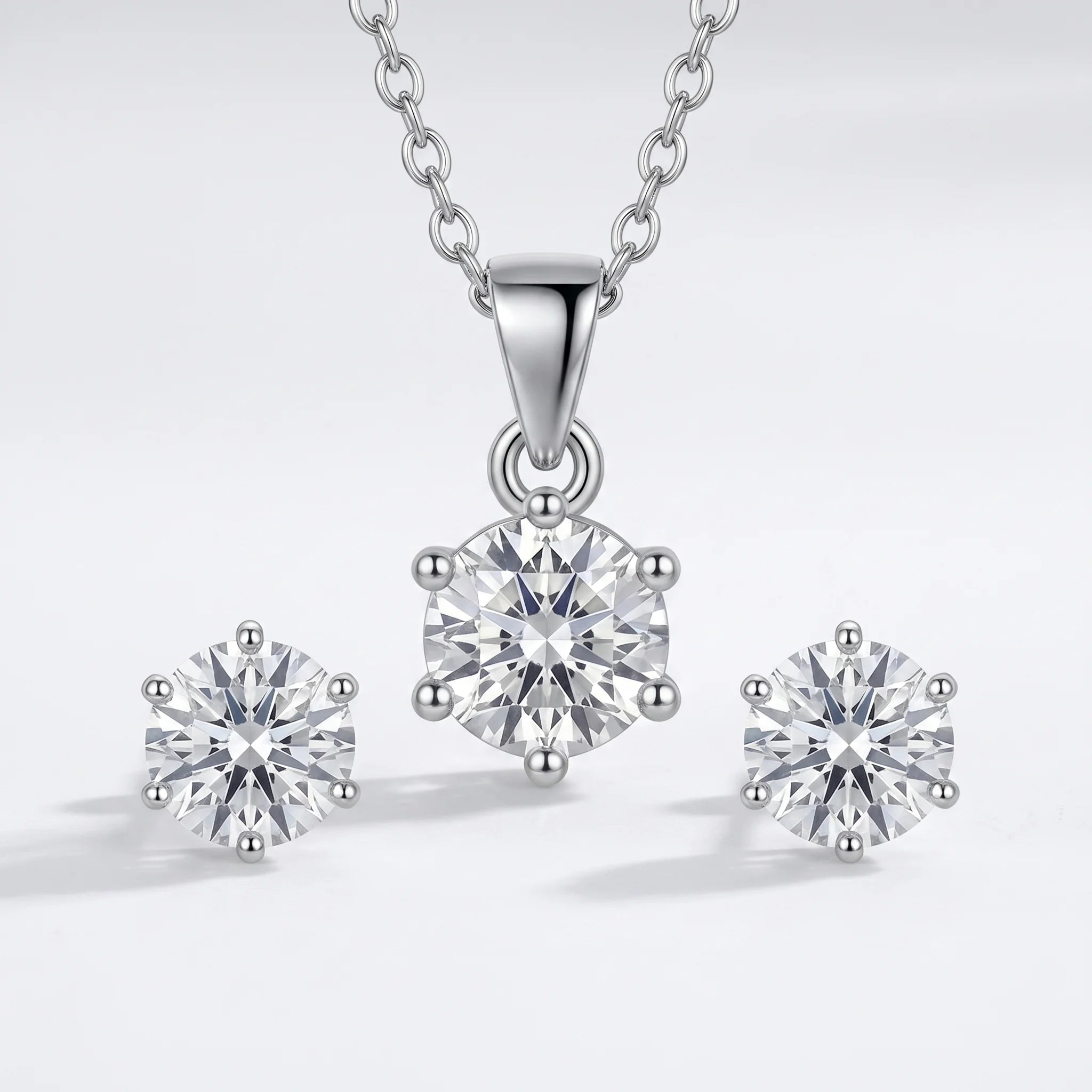 Moissanite Jewelry Set | Pendant + Earring | CODE: MS-13